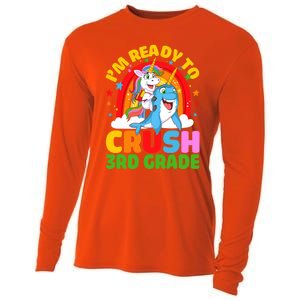 Im Ready To Crush 3Rd Grade Unicorn Narwhal Back To School Gift Cooling Performance Long Sleeve Crew