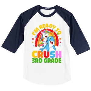 Im Ready To Crush 3Rd Grade Unicorn Narwhal Back To School Gift Baseball Sleeve Shirt