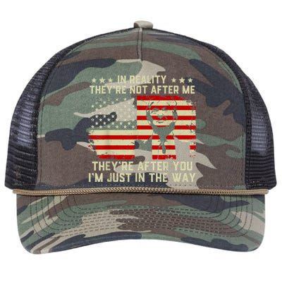 In Reality They're Not After Me They're After You I'm Just In The Way Trump Retro Rope Trucker Hat Cap