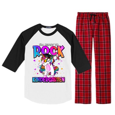 Im Ready To Rock Kindergarten Unicorn Back To School Girl Raglan Sleeve Pajama Set