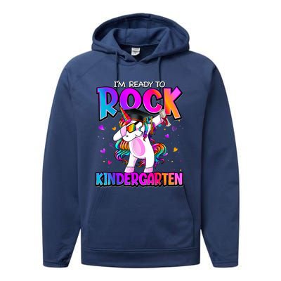 Im Ready To Rock Kindergarten Unicorn Back To School Girl Performance Fleece Hoodie