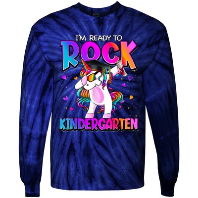 Im Ready To Rock Kindergarten Unicorn Back To School Girl Tie-Dye Long Sleeve Shirt