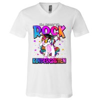 Im Ready To Rock Kindergarten Unicorn Back To School Girl V-Neck T-Shirt