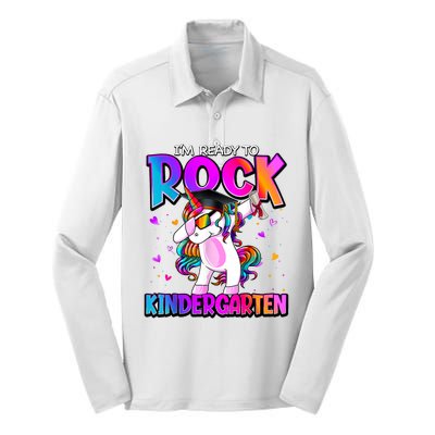 Im Ready To Rock Kindergarten Unicorn Back To School Girl Silk Touch Performance Long Sleeve Polo