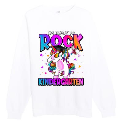 Im Ready To Rock Kindergarten Unicorn Back To School Girl Premium Crewneck Sweatshirt