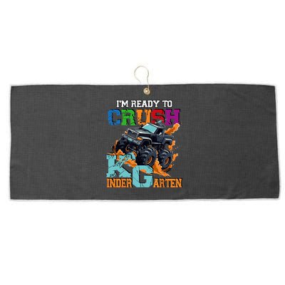 Im Ready To Crush Kindergarten Monster Truck Dinosaur Large Microfiber Waffle Golf Towel