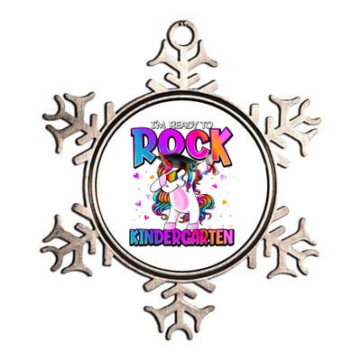 Im Ready To Rock Kindergarten Unicorn Back To School Girl Metallic Star Ornament