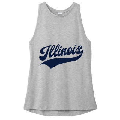 Illinois Retro Throwback Design Classic Ladies PosiCharge Tri-Blend Wicking Tank