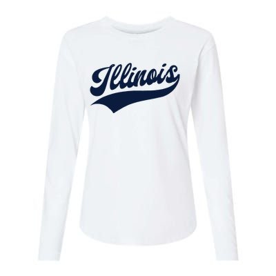 Illinois Retro Throwback Design Classic Womens Cotton Relaxed Long Sleeve T-Shirt