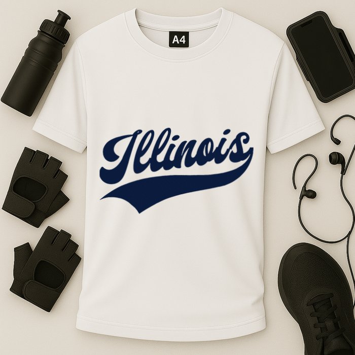 Illinois Retro Throwback Design Classic Cooling Performance Crew T-Shirt