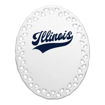 Illinois Retro Throwback Design Classic Ceramic Oval Ornament