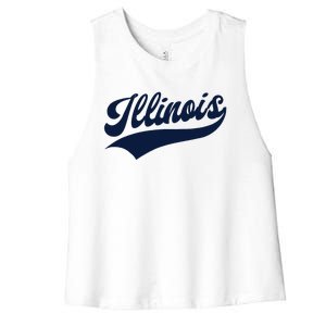 Illinois Retro Throwback Design Classic Women's Racerback Cropped Tank