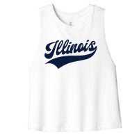 Illinois Retro Throwback Design Classic Women's Racerback Cropped Tank