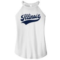 Illinois Retro Throwback Design Classic Women’s Perfect Tri Rocker Tank