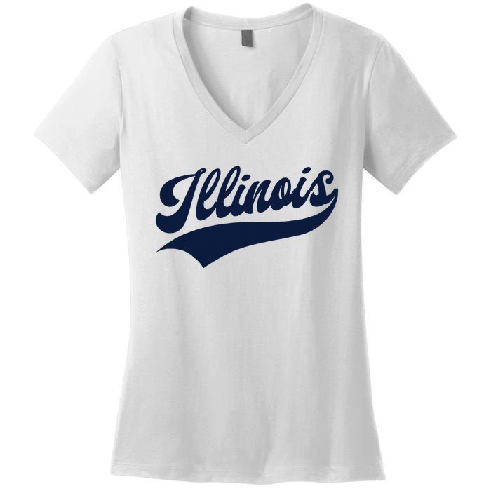 Illinois Retro Throwback Design Classic Women's V-Neck T-Shirt