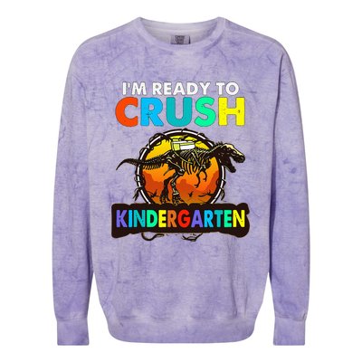 im ready to crush kindergarten back to school dinosaur Colorblast Crewneck Sweatshirt