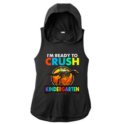 im ready to crush kindergarten back to school dinosaur Ladies PosiCharge Tri-Blend Wicking Draft Hoodie Tank