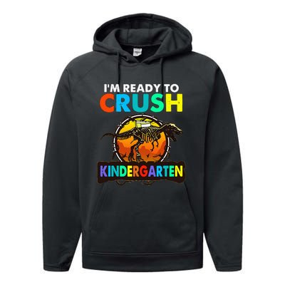 im ready to crush kindergarten back to school dinosaur Performance Fleece Hoodie