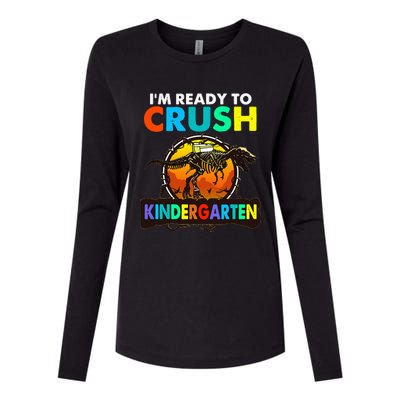 im ready to crush kindergarten back to school dinosaur Womens Cotton Relaxed Long Sleeve T-Shirt