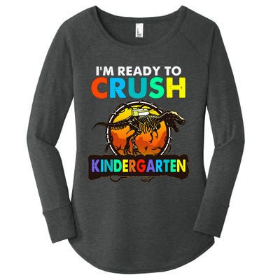 im ready to crush kindergarten back to school dinosaur Women's Perfect Tri Tunic Long Sleeve Shirt