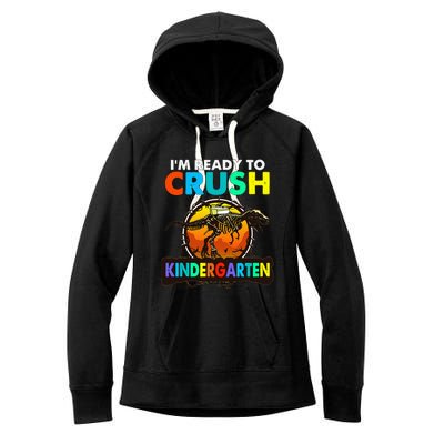 im ready to crush kindergarten back to school dinosaur Women's Fleece Hoodie