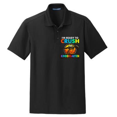 im ready to crush kindergarten back to school dinosaur Dry Zone Grid Polo