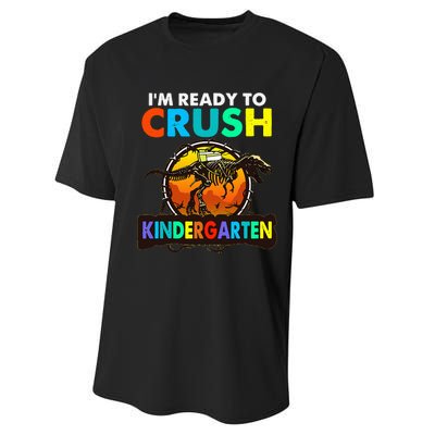 im ready to crush kindergarten back to school dinosaur Performance Sprint T-Shirt