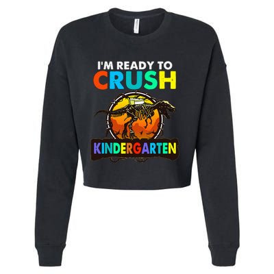 im ready to crush kindergarten back to school dinosaur Cropped Pullover Crew