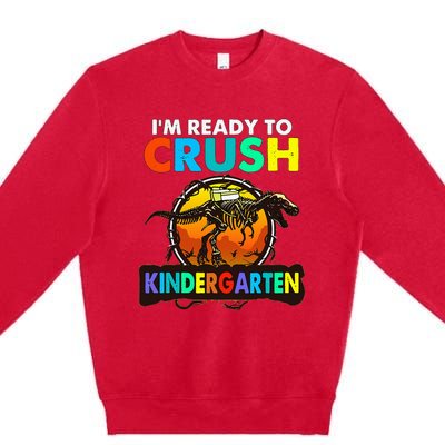 im ready to crush kindergarten back to school dinosaur Premium Crewneck Sweatshirt