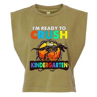 im ready to crush kindergarten back to school dinosaur Garment-Dyed Women's Muscle Tee