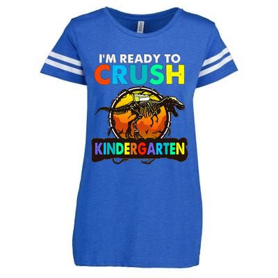 im ready to crush kindergarten back to school dinosaur Enza Ladies Jersey Football T-Shirt