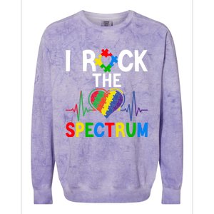 I Rock The Spectrum Autism Awareness Day Puzzle Heart Piece Gift Colorblast Crewneck Sweatshirt