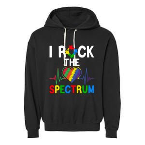 I Rock The Spectrum Autism Awareness Day Puzzle Heart Piece Gift Garment-Dyed Fleece Hoodie