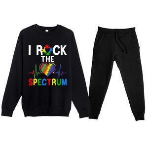 I Rock The Spectrum Autism Awareness Day Puzzle Heart Piece Gift Premium Crewneck Sweatsuit Set