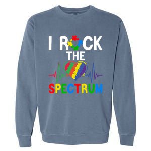 I Rock The Spectrum Autism Awareness Day Puzzle Heart Piece Gift Garment-Dyed Sweatshirt