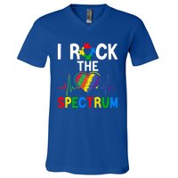 I Rock The Spectrum Autism Awareness Day Puzzle Heart Piece Gift V-Neck T-Shirt