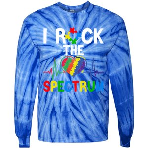 I Rock The Spectrum Autism Awareness Day Puzzle Heart Piece Gift Tie-Dye Long Sleeve Shirt