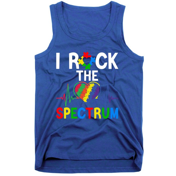 I Rock The Spectrum Autism Awareness Day Puzzle Heart Piece Gift Tank Top