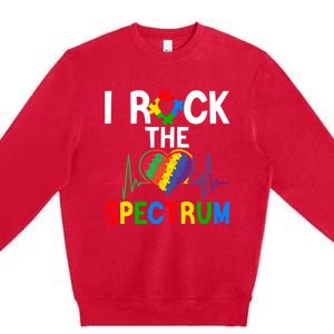 I Rock The Spectrum Autism Awareness Day Puzzle Heart Piece Gift Premium Crewneck Sweatshirt