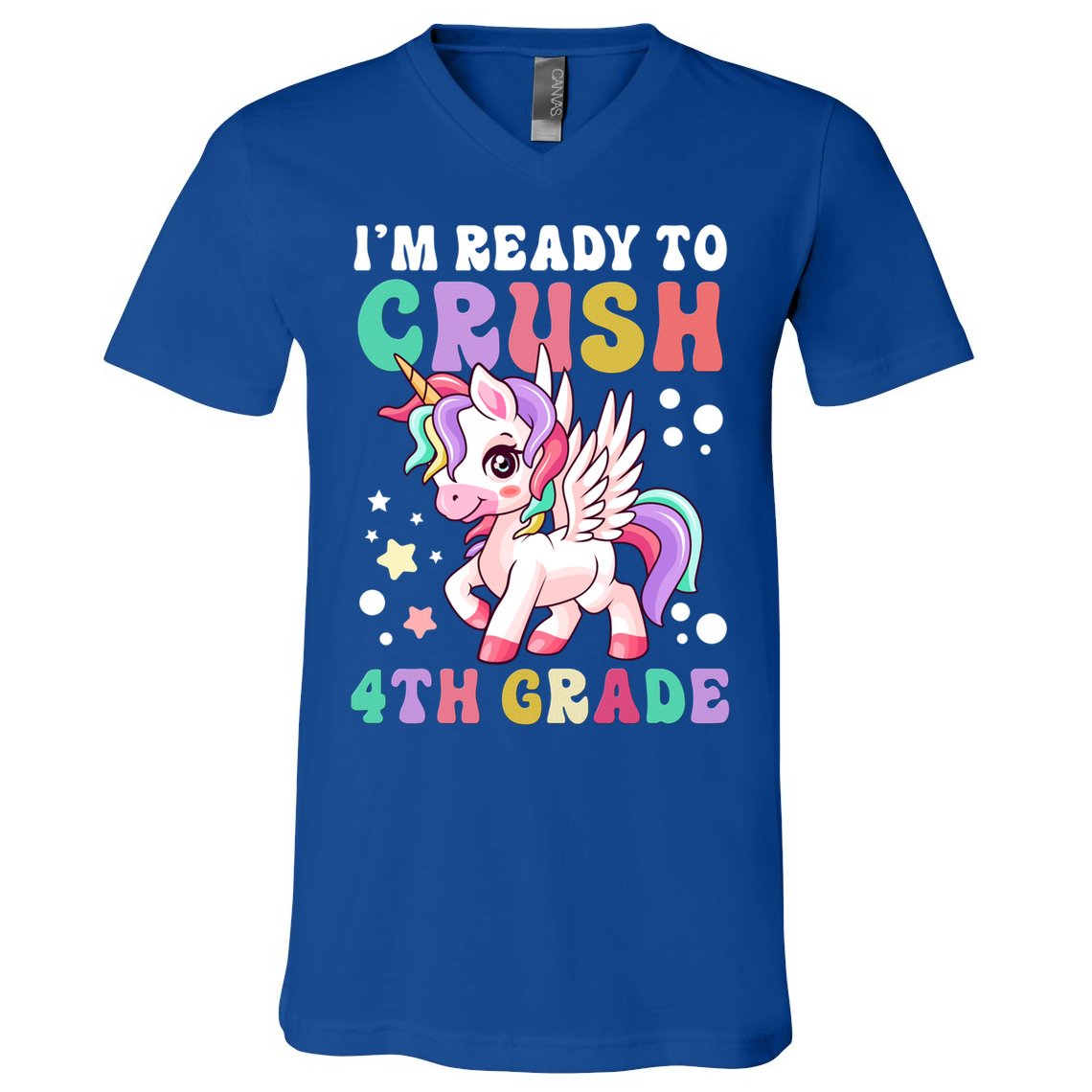 Im Ready To Crush 4Th Grade Cute Unicorn Back To School Meaningful Gift V-Neck T-Shirt