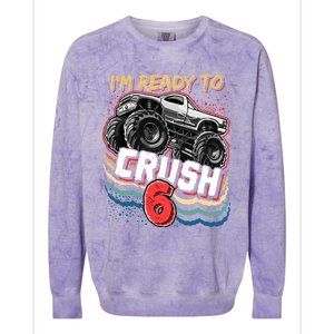 IM Ready To Crush 6 Monster Truck 6th Birthday Gift Boy Colorblast Crewneck Sweatshirt