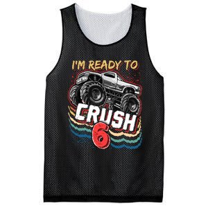 IM Ready To Crush 6 Monster Truck 6th Birthday Gift Boy Mesh Reversible Basketball Jersey Tank