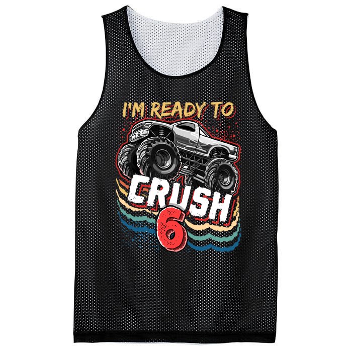 IM Ready To Crush 6 Monster Truck 6th Birthday Gift Boy Mesh Reversible Basketball Jersey Tank