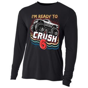 IM Ready To Crush 6 Monster Truck 6th Birthday Gift Boy Cooling Performance Long Sleeve Crew