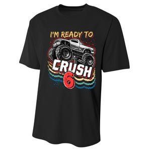 IM Ready To Crush 6 Monster Truck 6th Birthday Gift Boy Performance Sprint T-Shirt