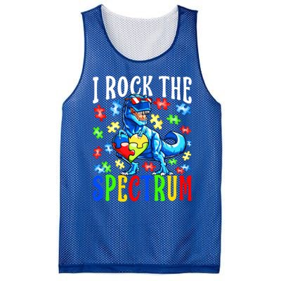 I Rock The Spectrum Autism Awareness Dinosaur Cool Gift Mesh Reversible Basketball Jersey Tank