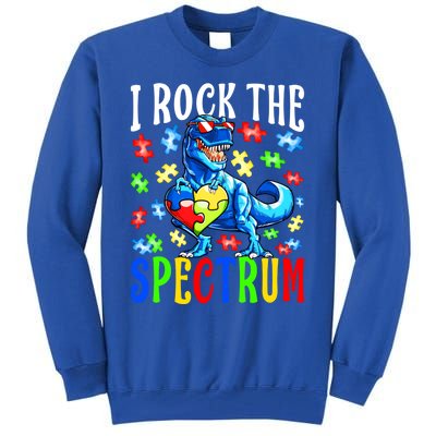 I Rock The Spectrum Autism Awareness Dinosaur Cool Gift Tall Sweatshirt