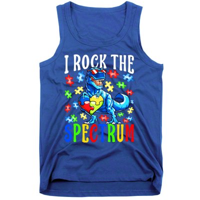 I Rock The Spectrum Autism Awareness Dinosaur Cool Gift Tank Top