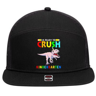 Im Ready To Crush Kindergarten Unicorn Dinosaur 7 Panel Mesh Trucker Snapback Hat