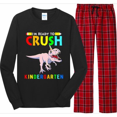 Im Ready To Crush Kindergarten Unicorn Dinosaur Long Sleeve Pajama Set